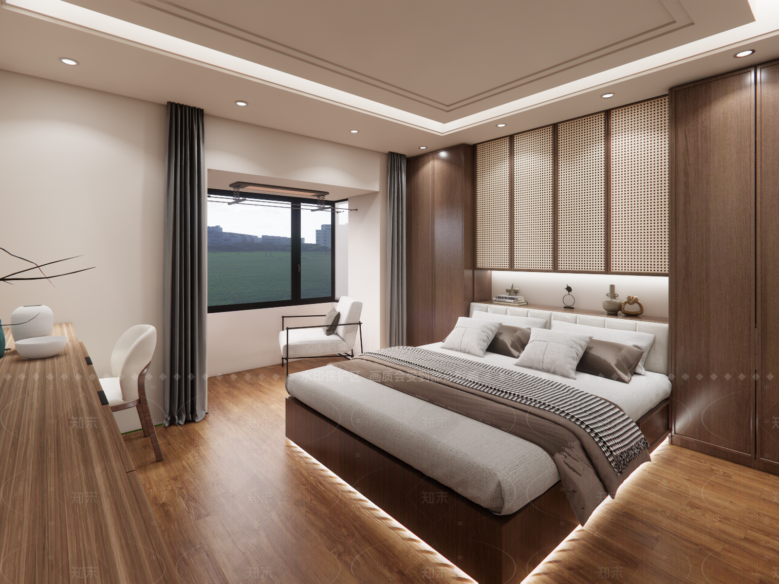 新中式家居卧室SU模型下载【ID:1216080624】