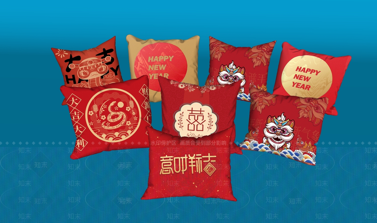 新中式抱枕SU模型下载【ID:1185406891】