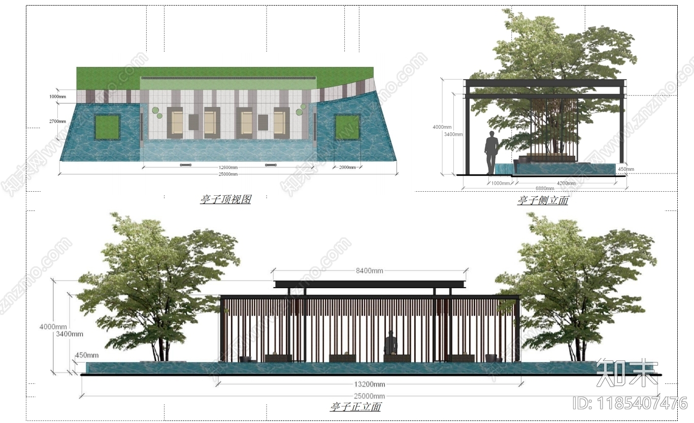 新中式庭院cad施工图下载【ID:1185407476】