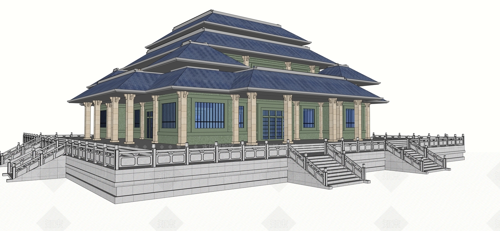 新中式中式小公建SU模型下载【ID:1185407868】