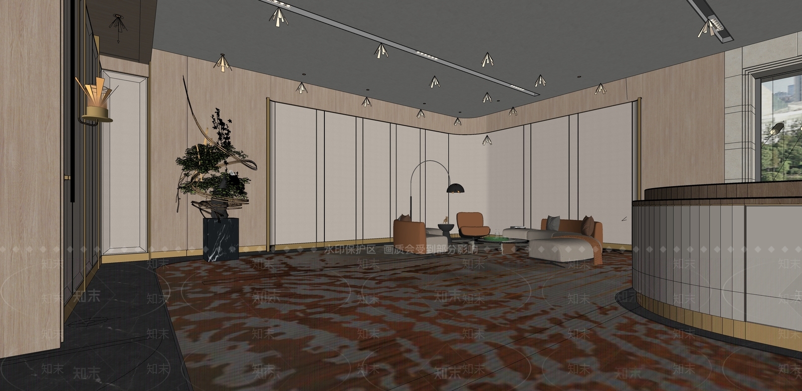 现代欧式其他公共空间SU模型下载【ID:1185410648】