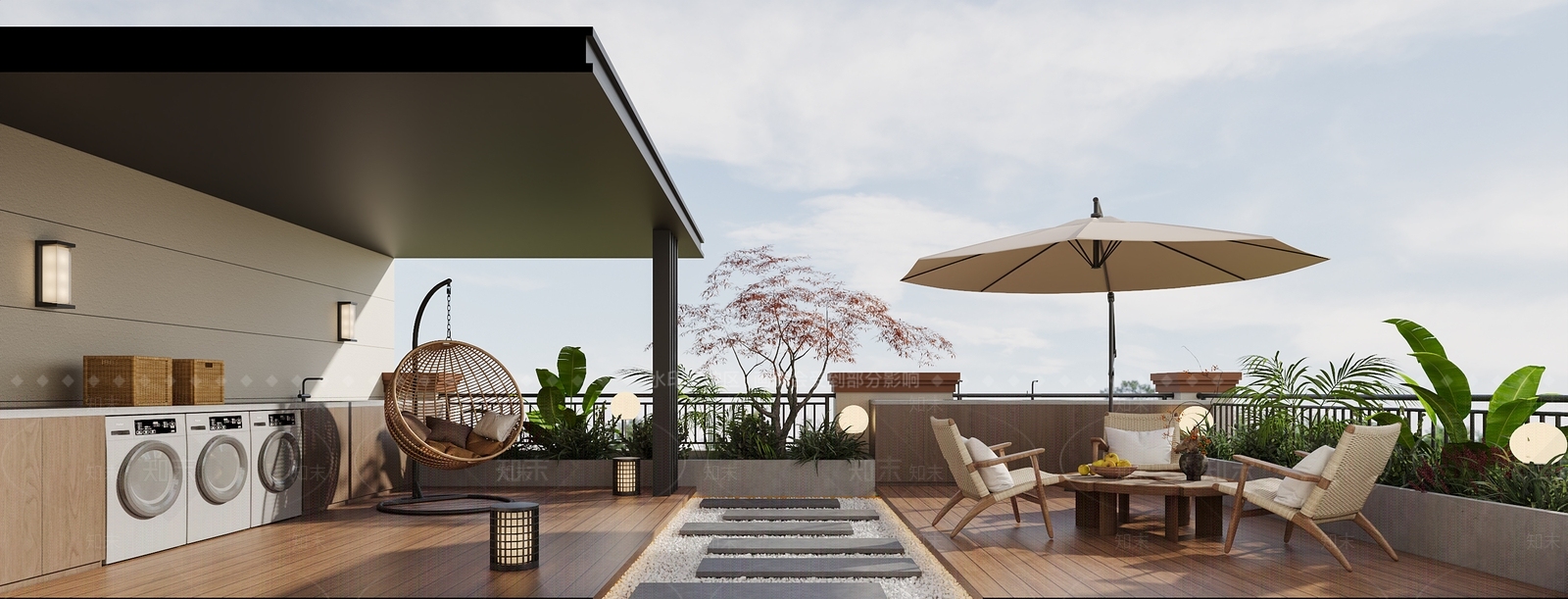 现代阳台3D模型下载【ID:1185410407】