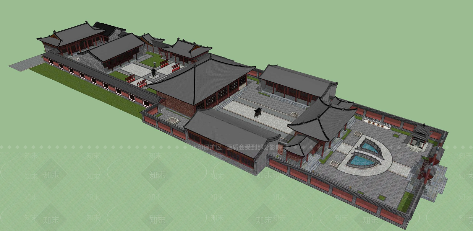中式禅意其他文化场馆SU模型下载【ID:1200355560】