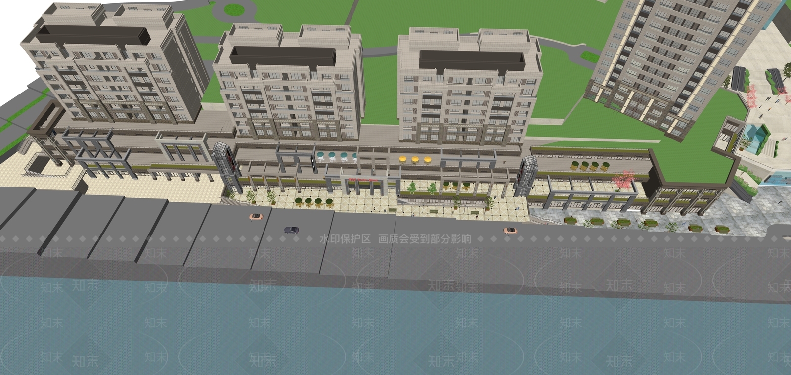 现代北欧商业街SU模型下载【ID:1185416027】