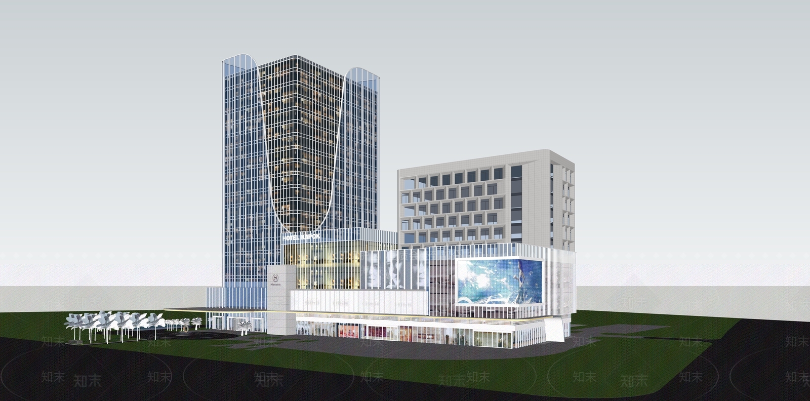 现代商场建筑SU模型下载【ID:1185413852】