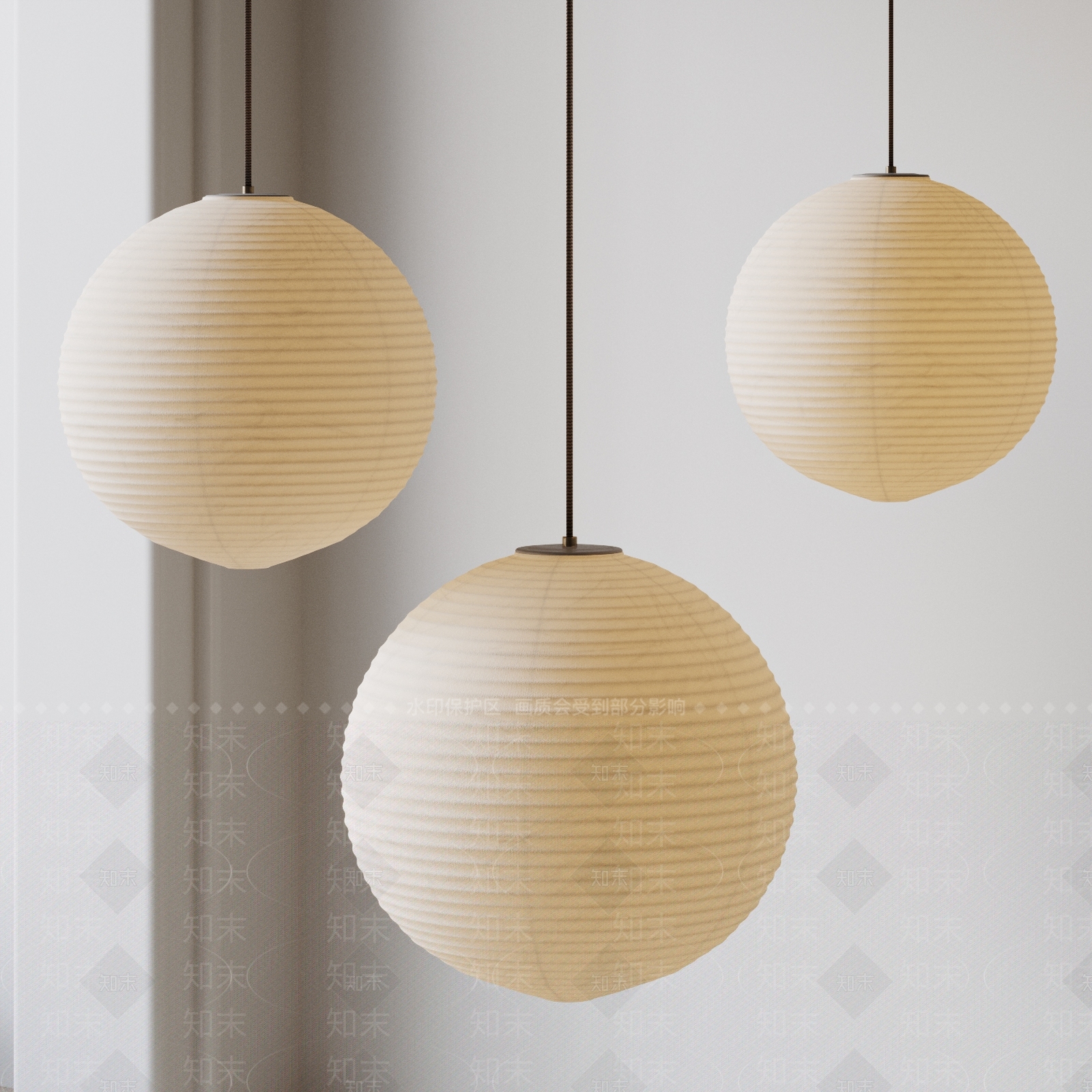 侘寂日式吊灯3D模型下载【ID:1185436696】