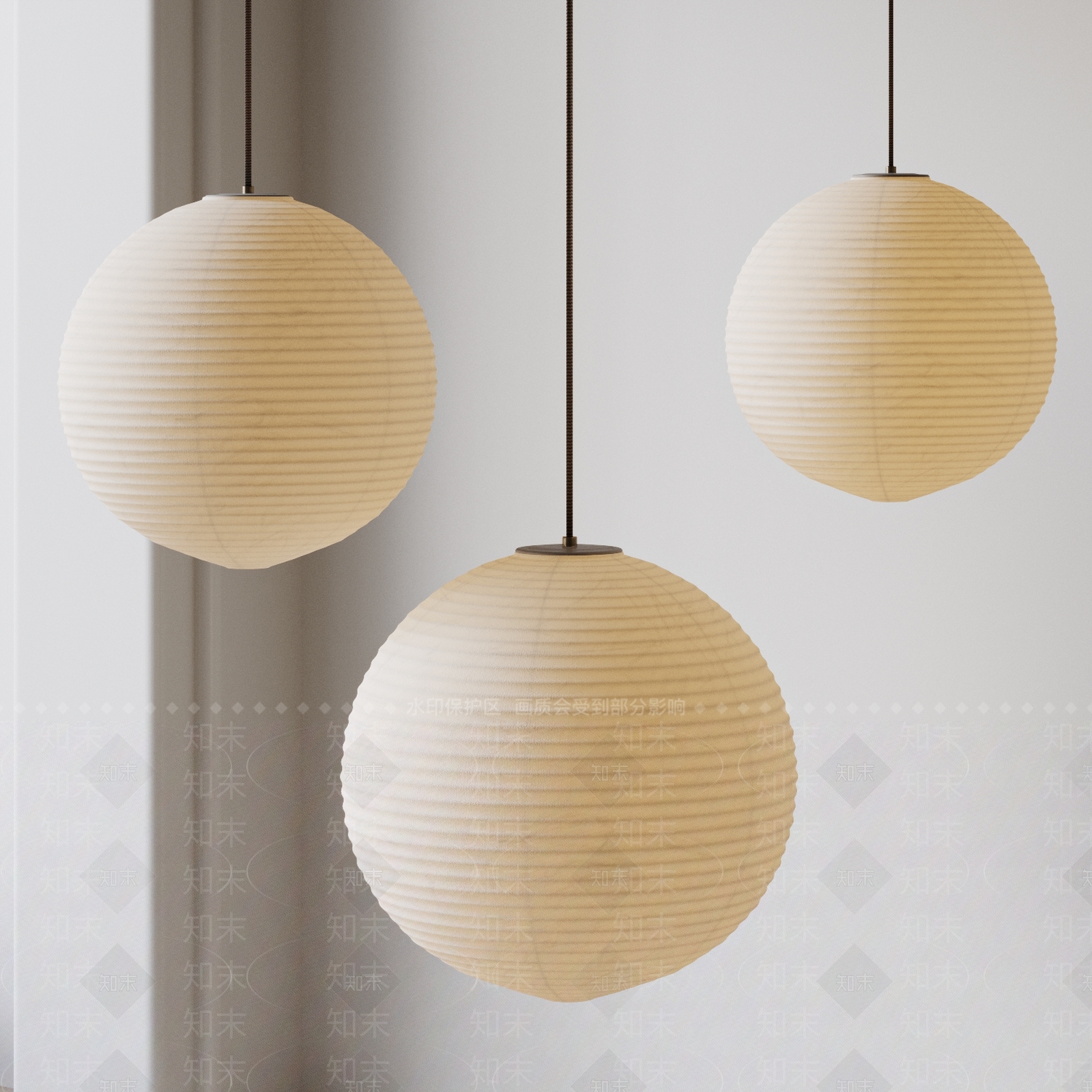 侘寂日式客厅吊灯SU模型下载【ID:1185418376】