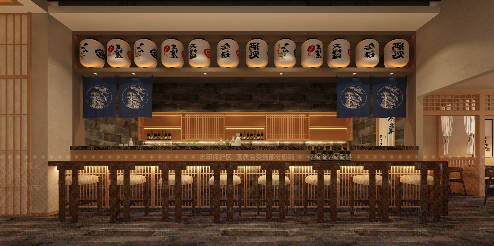 现代日式日料店3D模型下载【ID:1185418752】