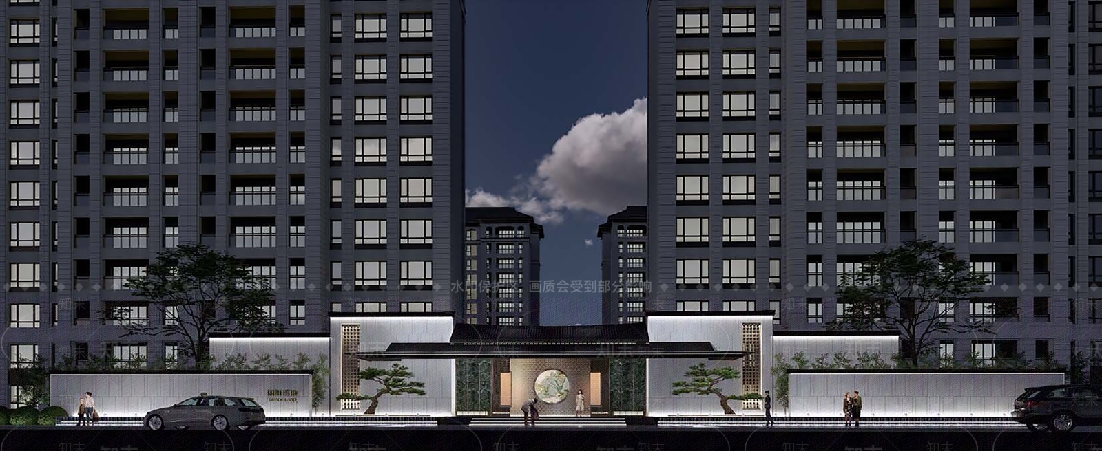 新中式中古小区景观SU模型下载【ID:1185419450】