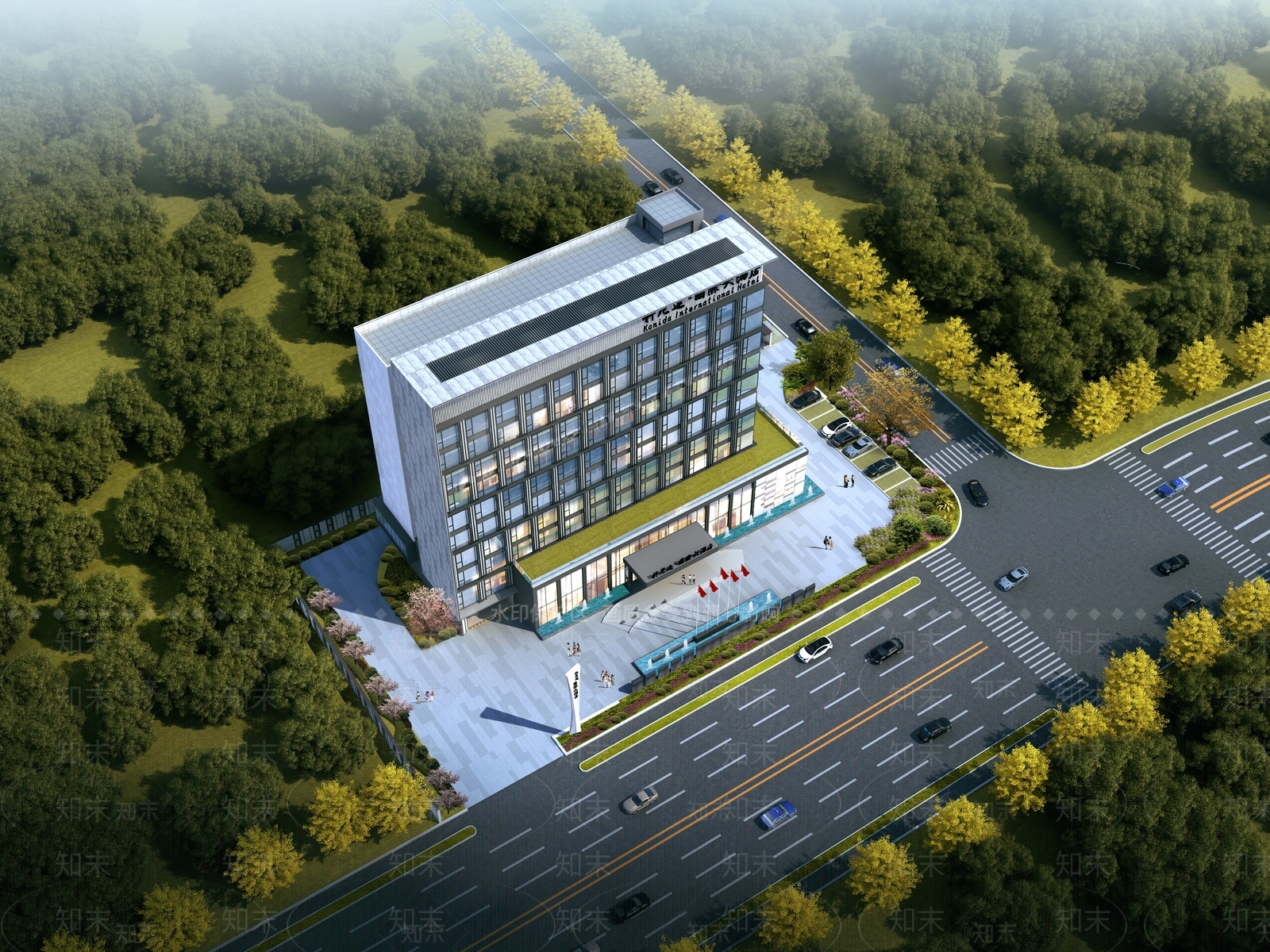 现代酒店建筑SU模型下载【ID:1185418949】