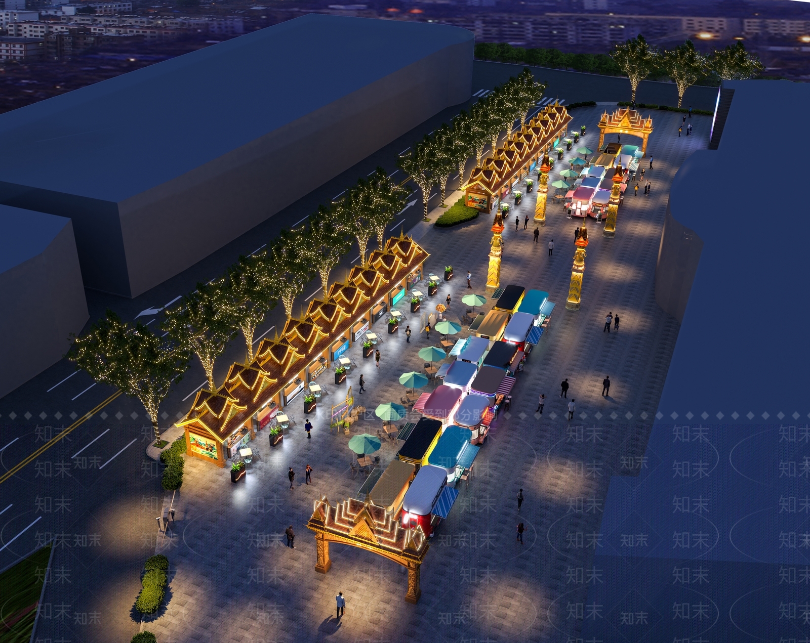 现代新中式商业街3D模型下载【ID:1185420250】