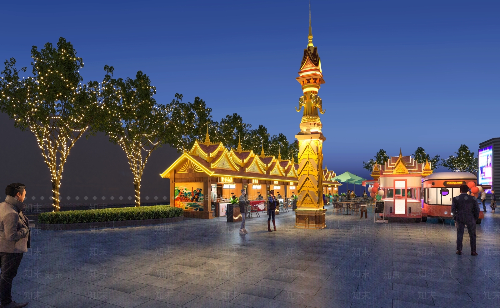 现代新中式商业街3D模型下载【ID:1185420250】