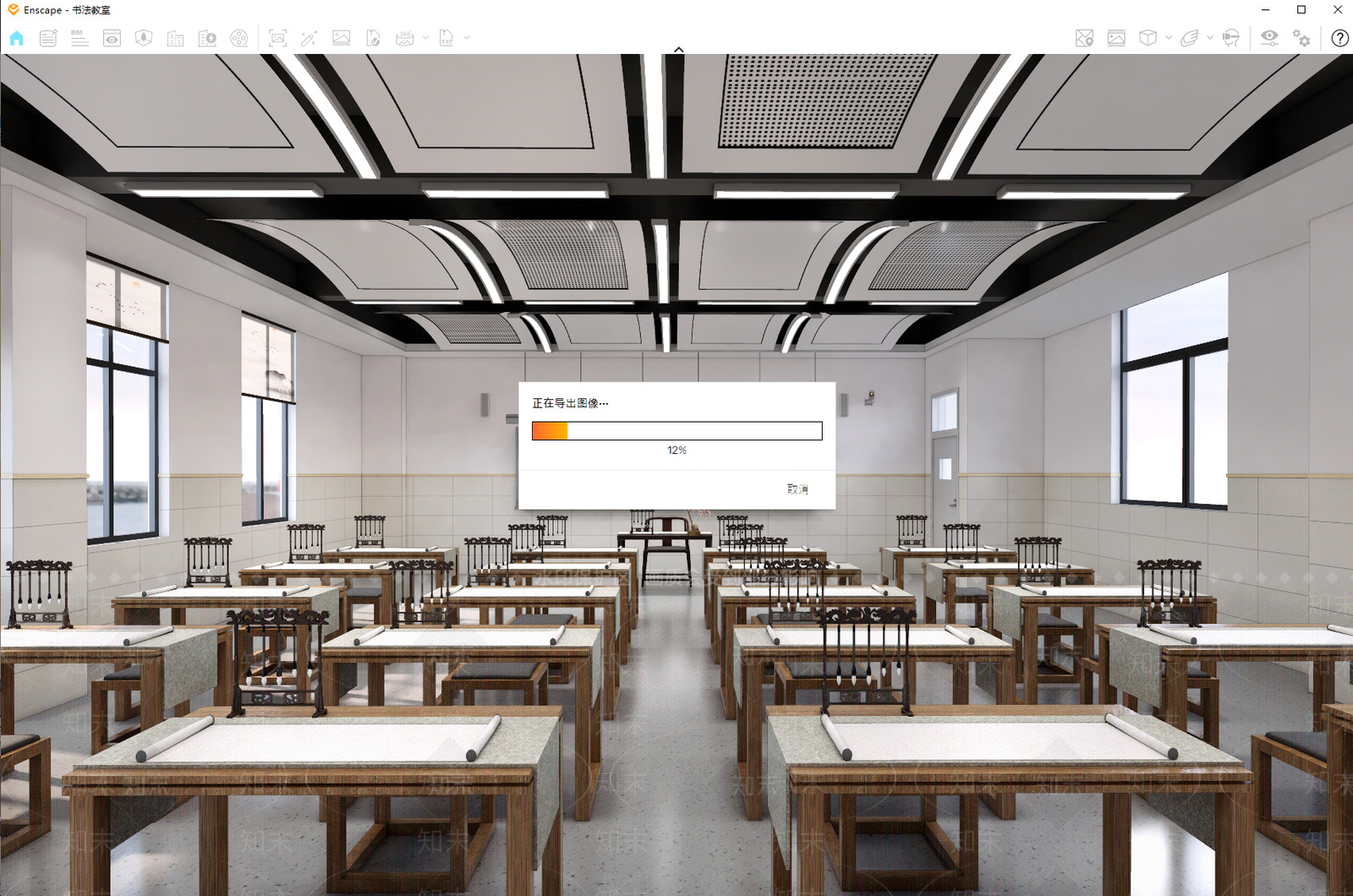 现代教室SU模型下载【ID:1185420314】