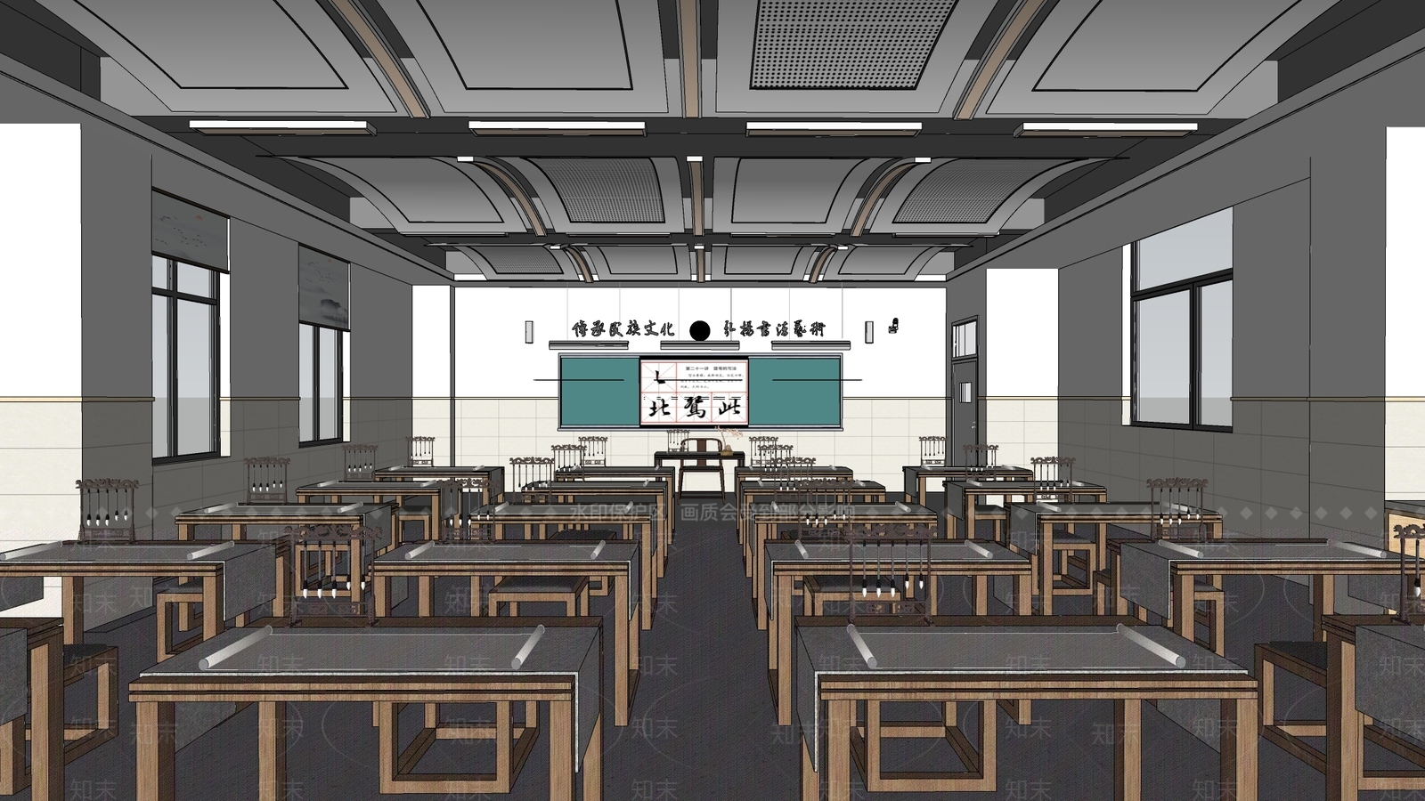 现代教室SU模型下载【ID:1185420314】