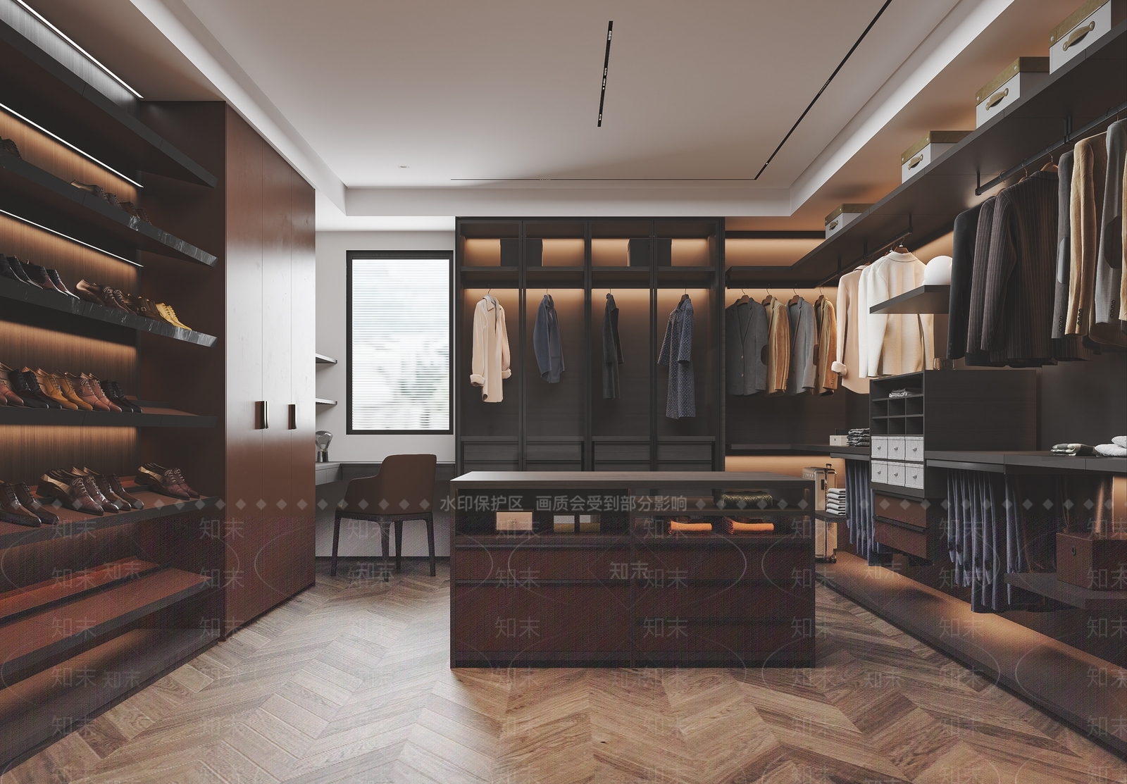 现代衣帽间3D模型下载【ID:1185420557】