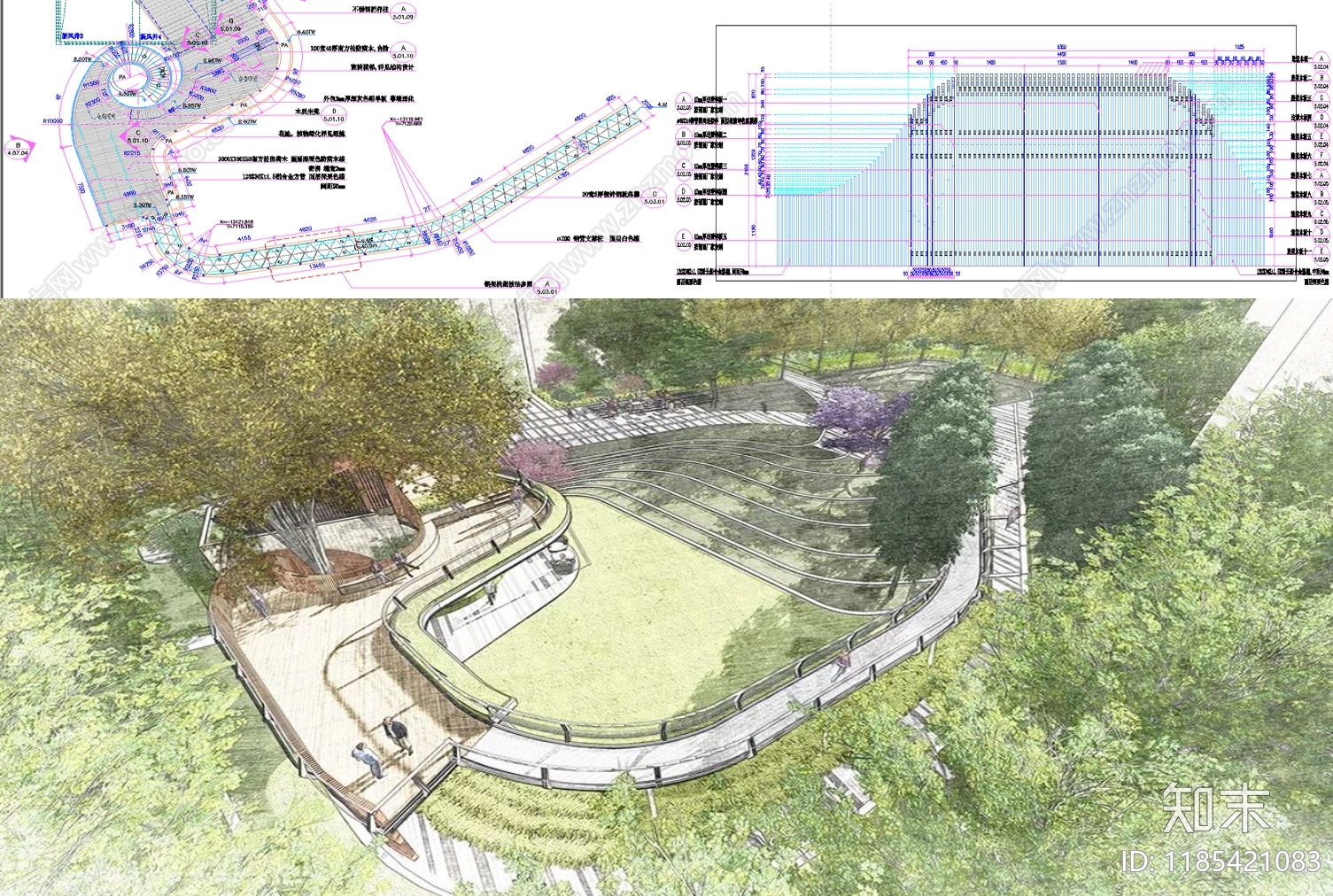 现代公园景观施工图下载【ID:1185421083】