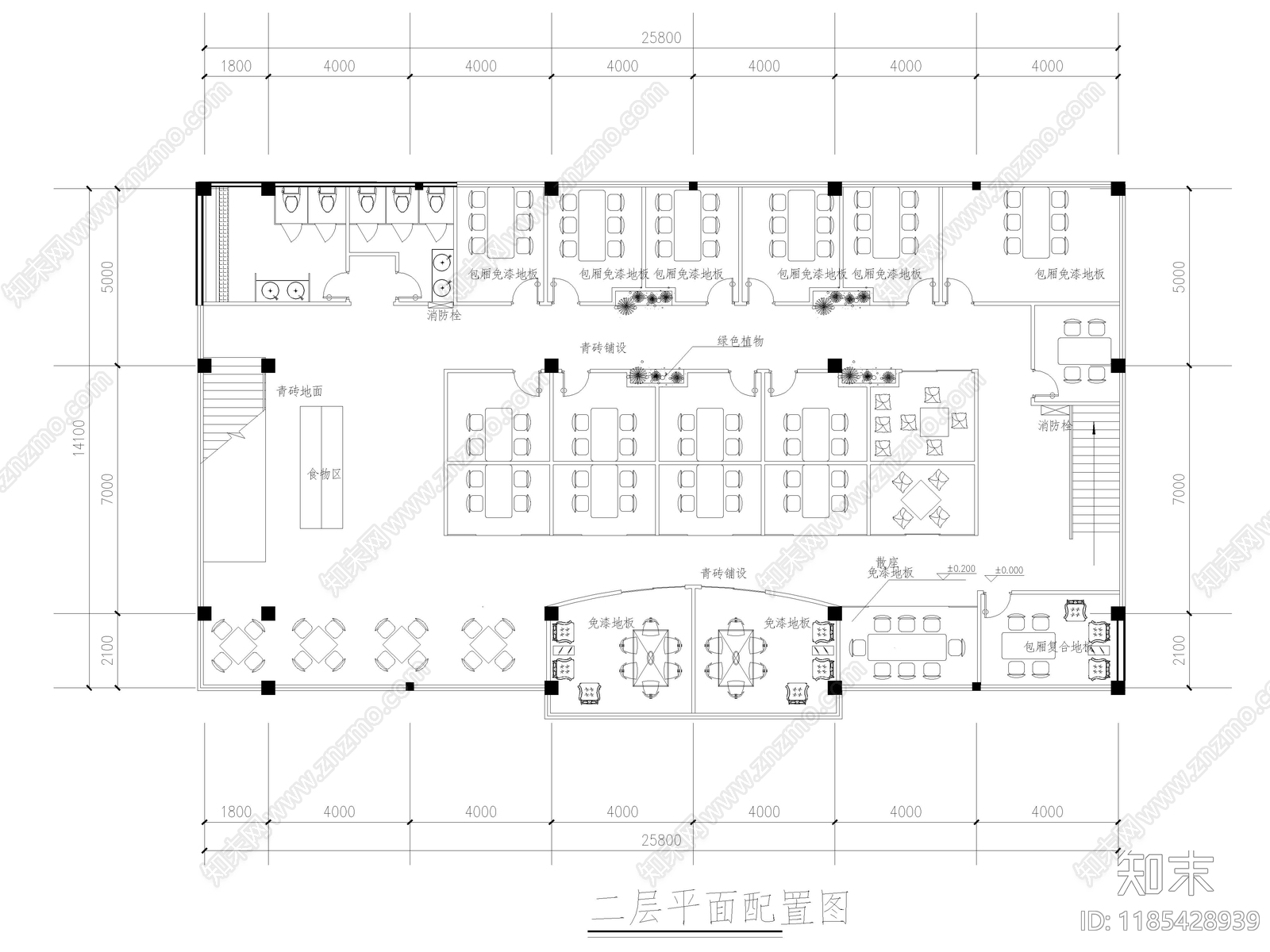 55套茶楼茶馆茶室CAD施工图平面图cad施工图下载【ID:1185428939】