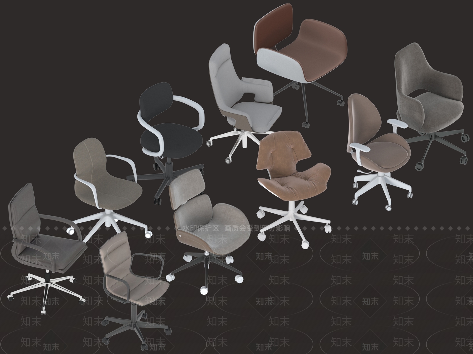 现代办公椅3D模型下载【ID:1185425099】