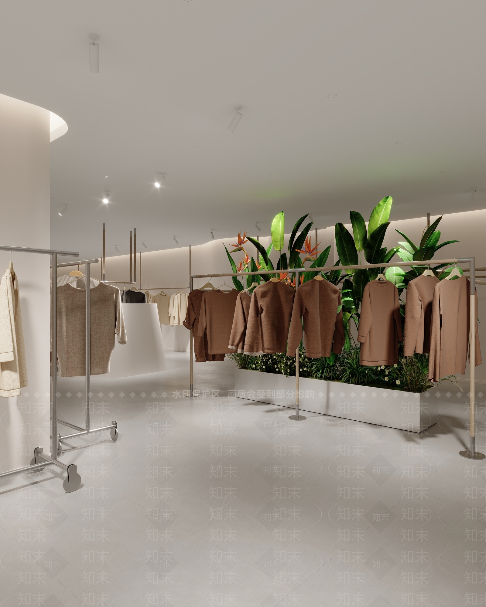 现代奶油服装店SU模型下载【ID:1185426146】