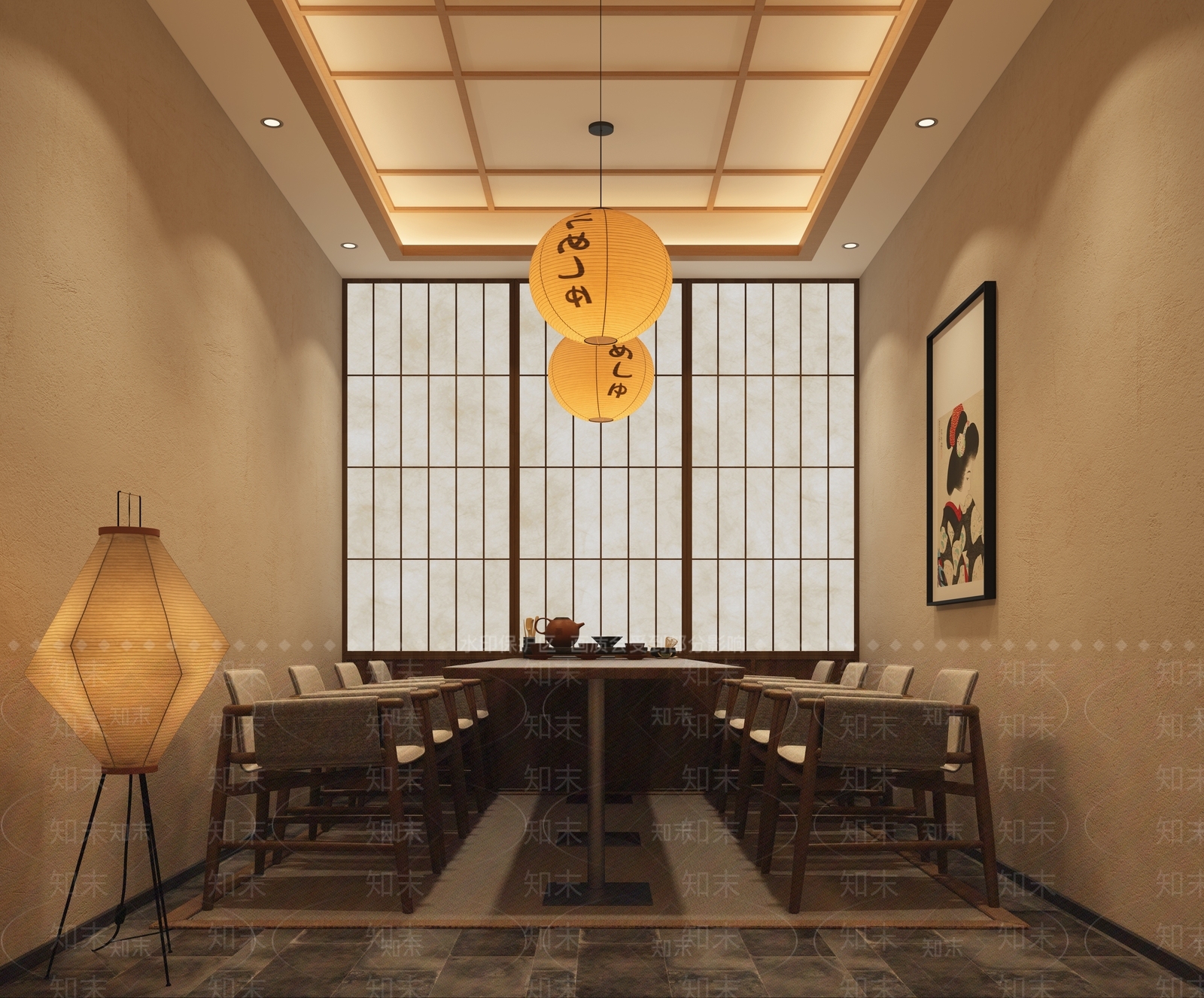 现代日式日料店SU模型下载【ID:1185426287】