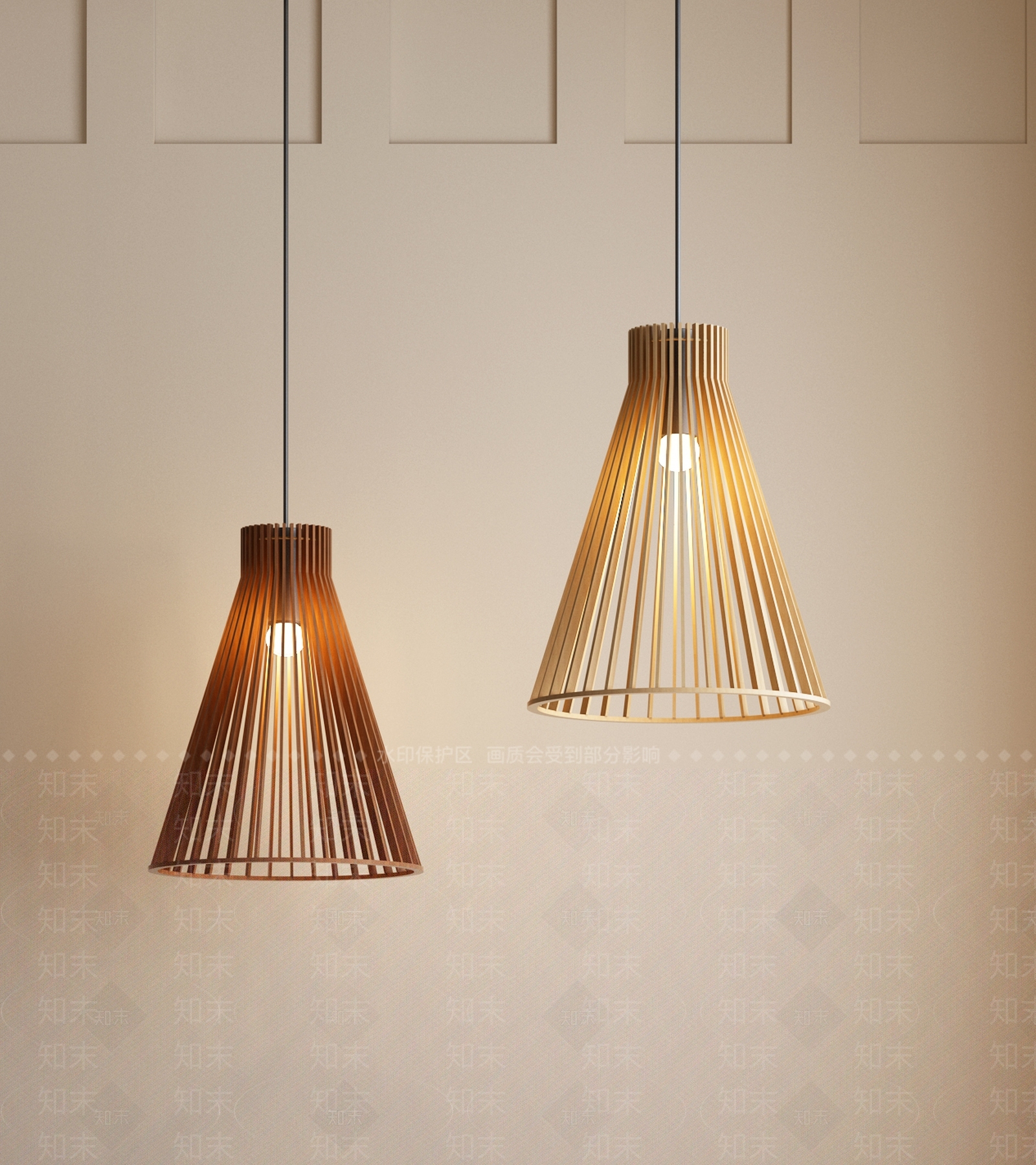 现代日式餐厅吊灯SU模型下载【ID:1185427373】