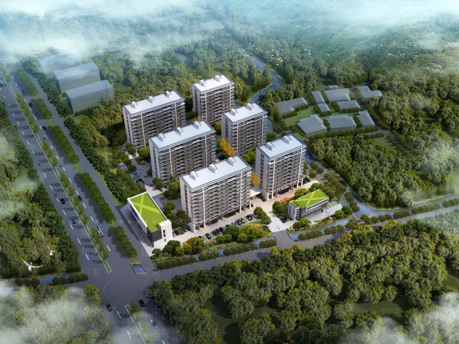 现代高层住宅SU模型下载【ID:1185615607】