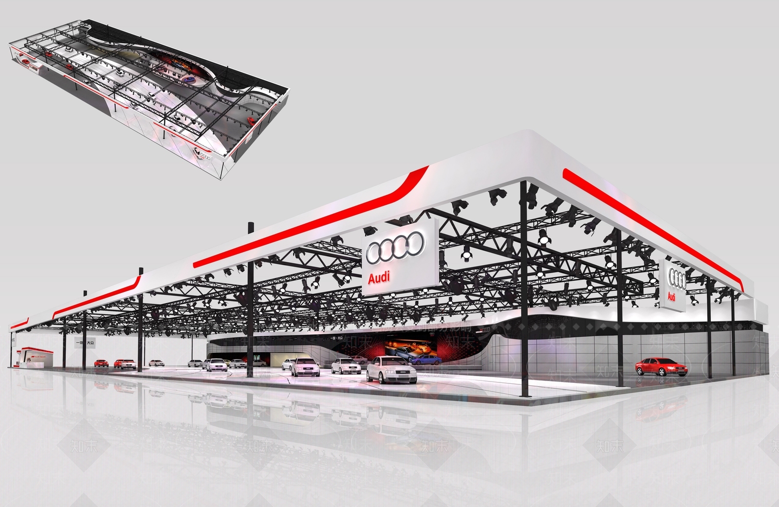 工业现代车类展厅3D模型下载【ID:1185431357】