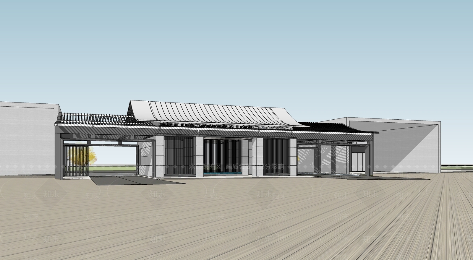 新中式现代小区建筑SU模型下载【ID:1185431959】