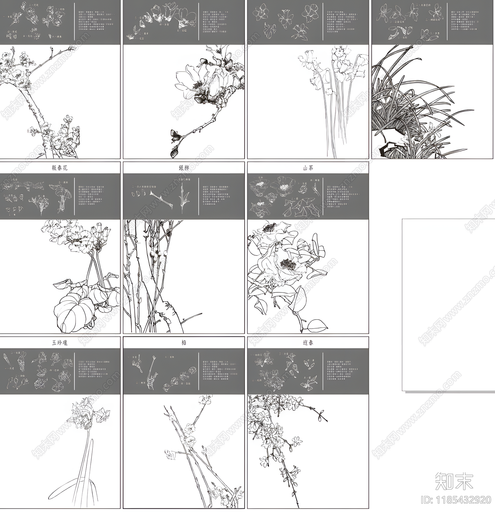 现代综合植物图库cad施工图下载【ID:1185432920】