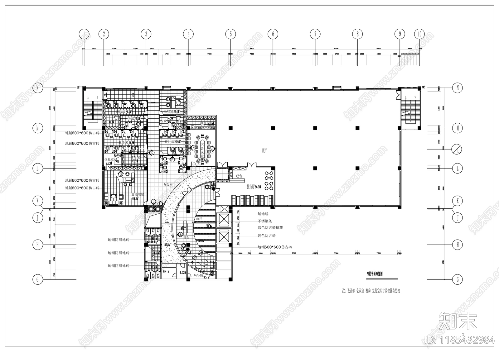 现代整体办公空间cad施工图下载【ID:1185432984】