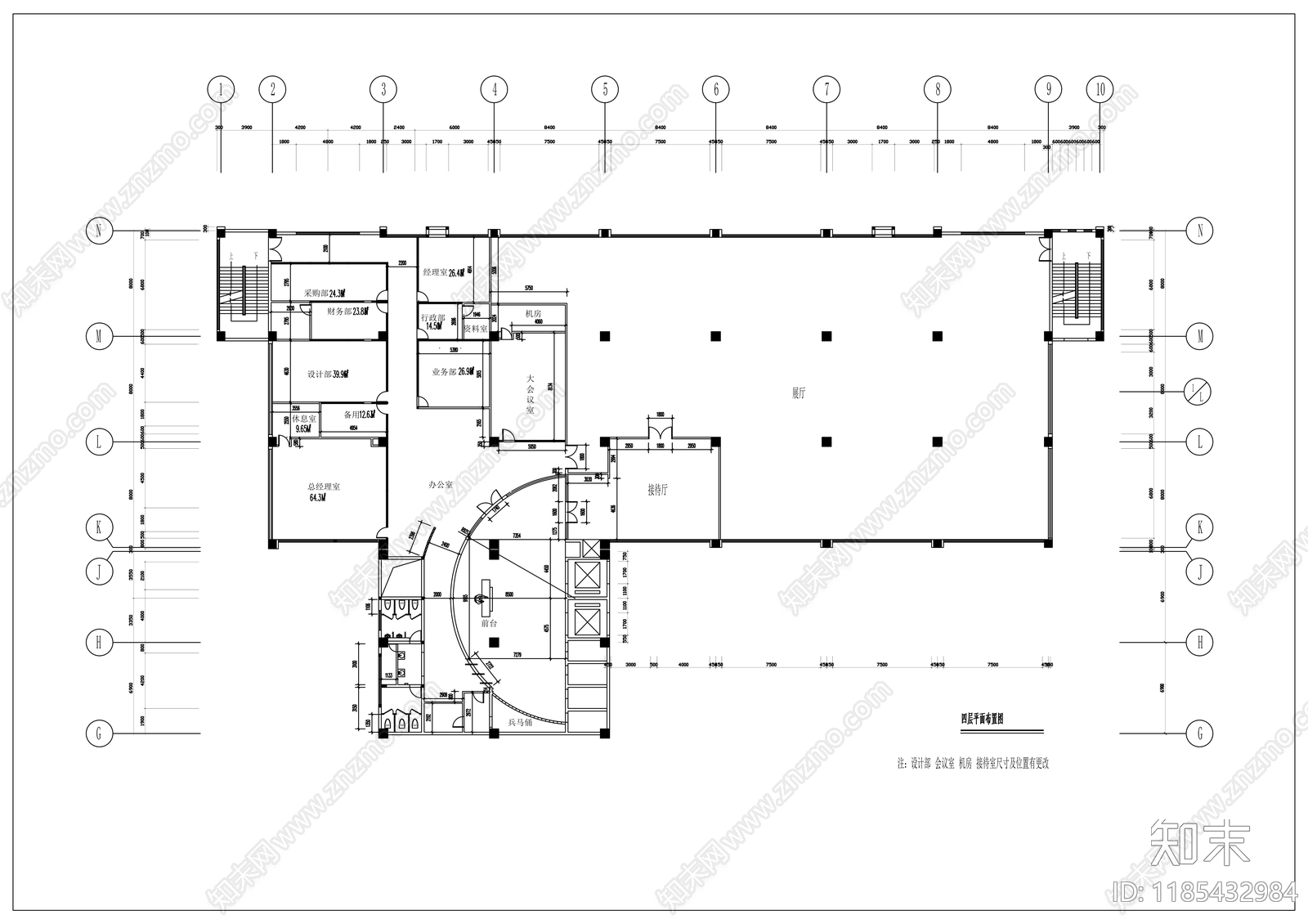 现代整体办公空间cad施工图下载【ID:1185432984】