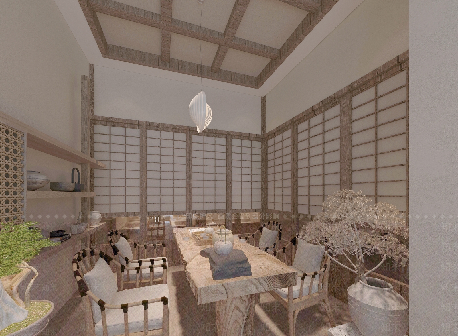 现代原木茶餐厅3D模型下载【ID:1185433912】