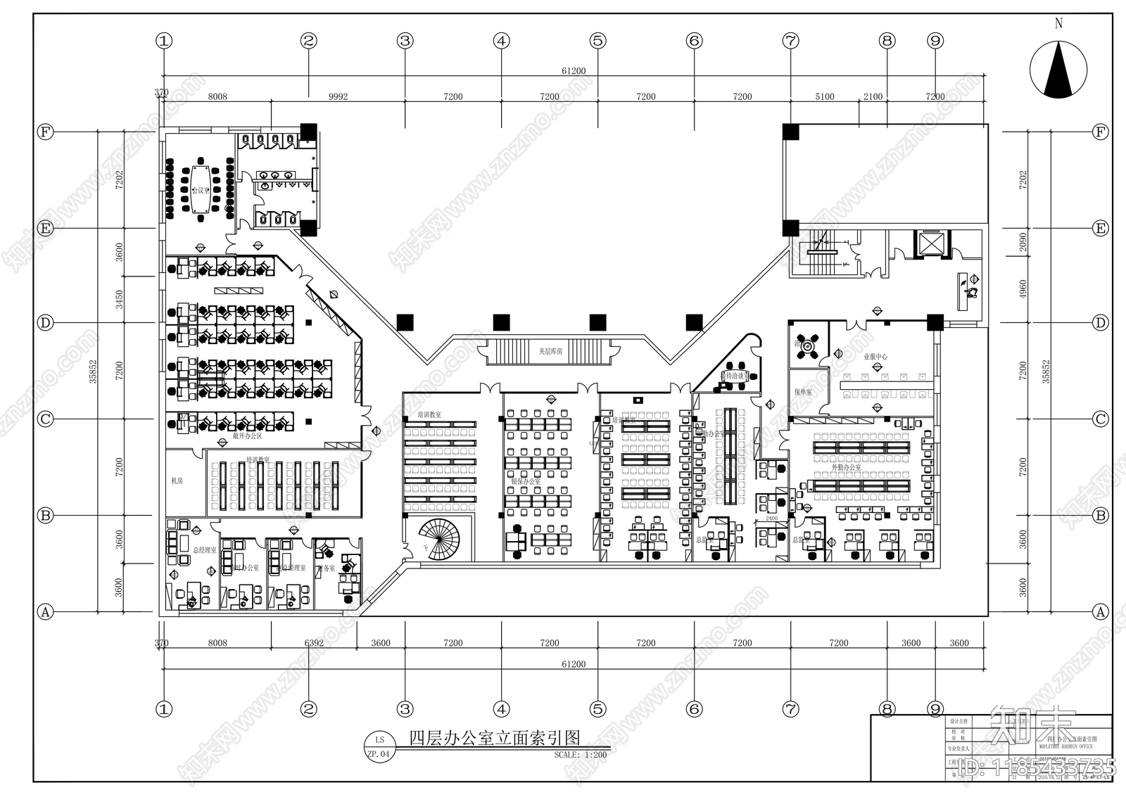 现代整体办公空间cad施工图下载【ID:1185433735】