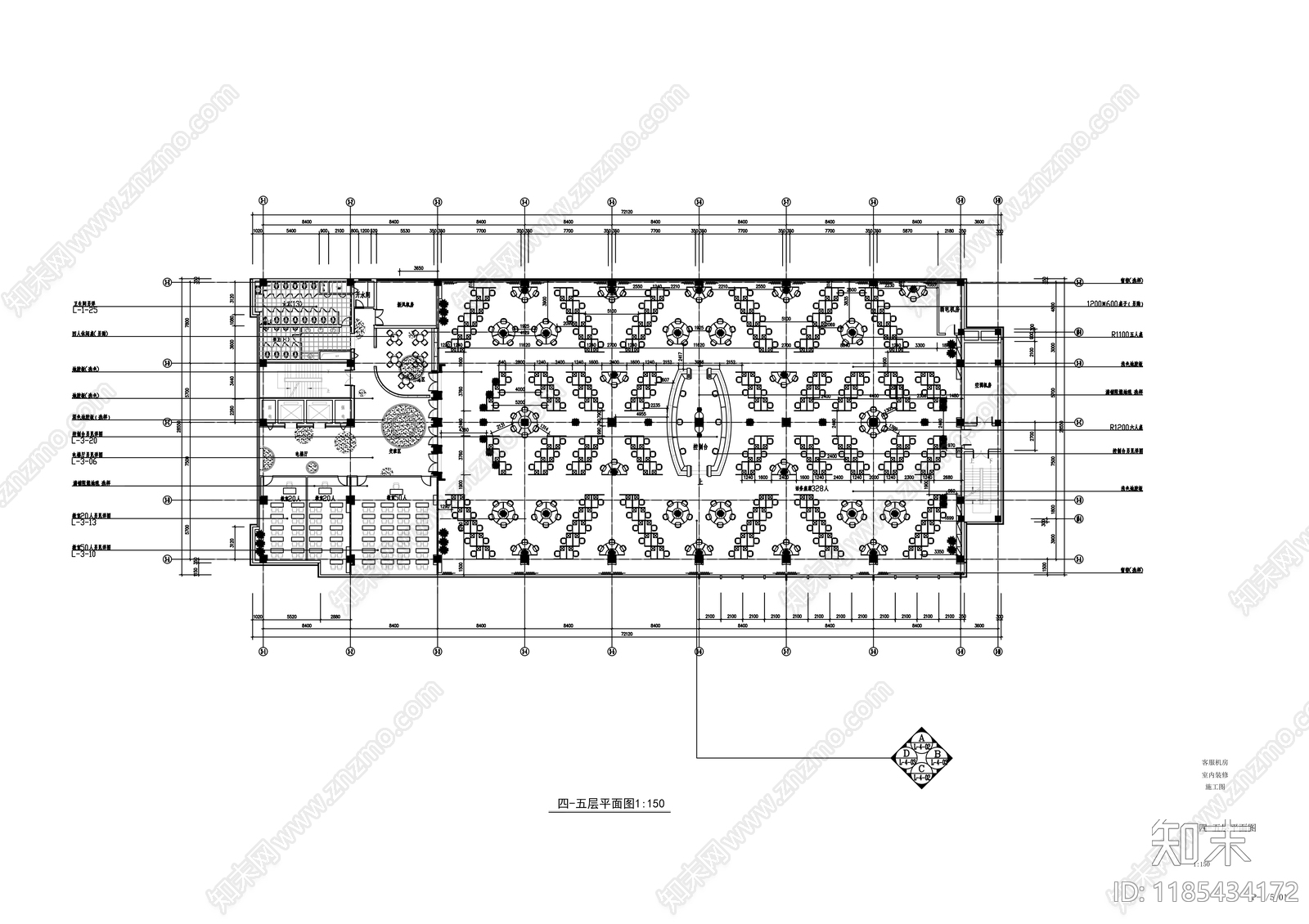 现代整体办公空间cad施工图下载【ID:1185434172】
