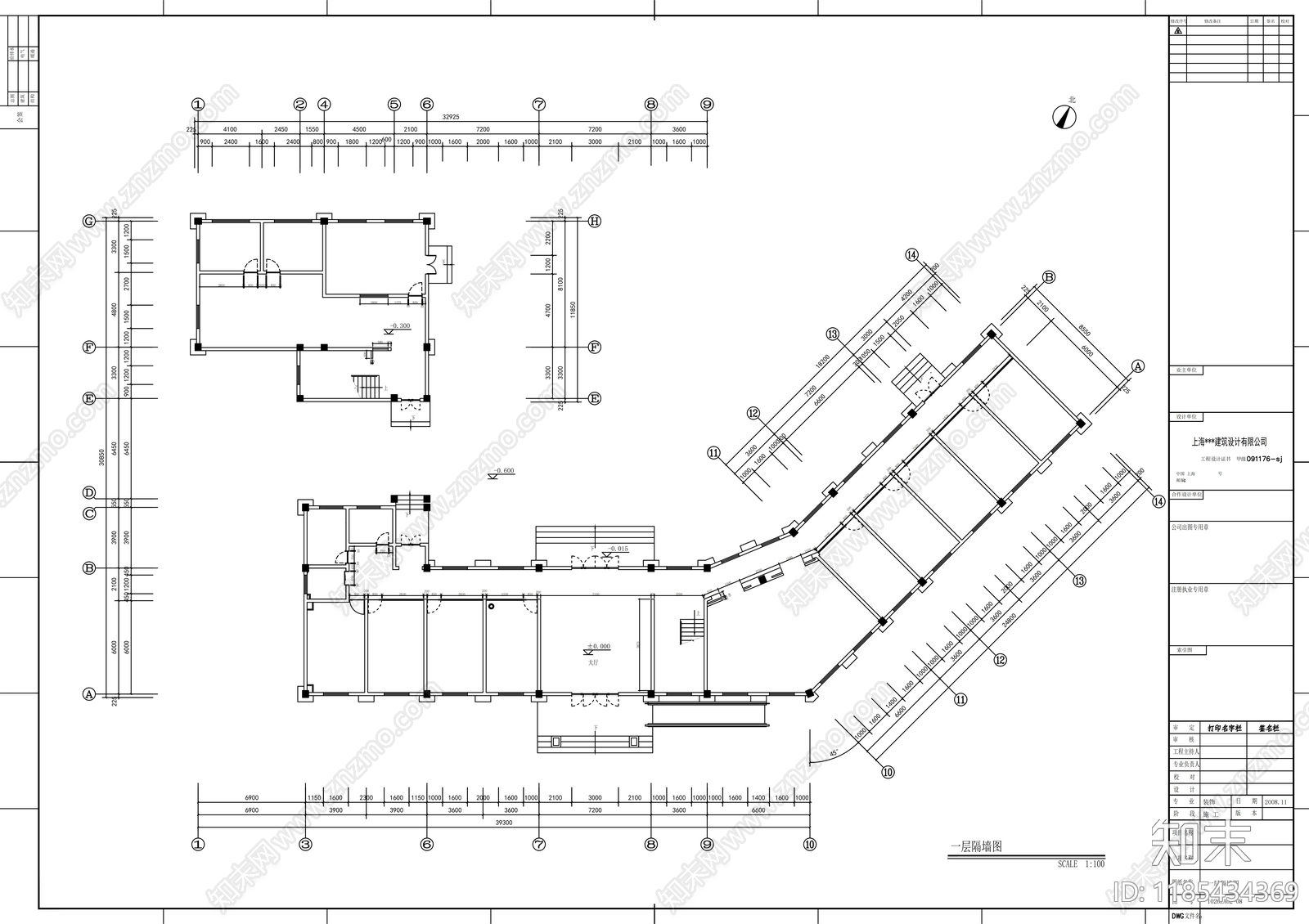 现代整体办公空间cad施工图下载【ID:1185434369】