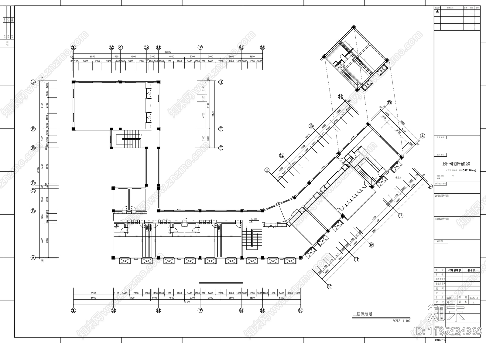 现代整体办公空间cad施工图下载【ID:1185434369】