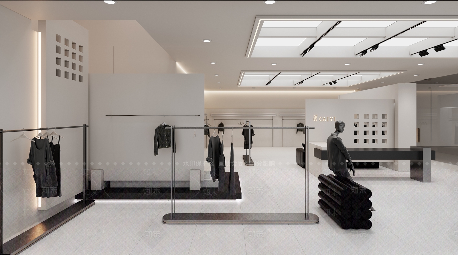 现代极简服装店3D模型下载【ID:1185435003】