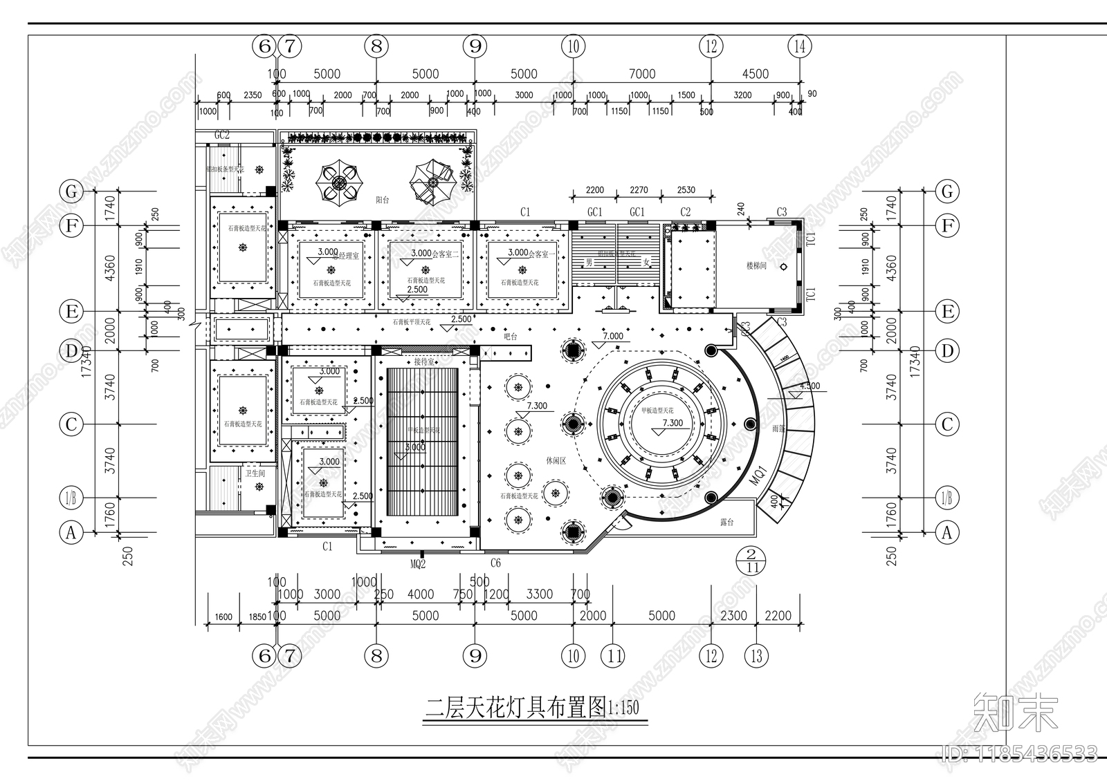 现代整体办公空间cad施工图下载【ID:1185436533】
