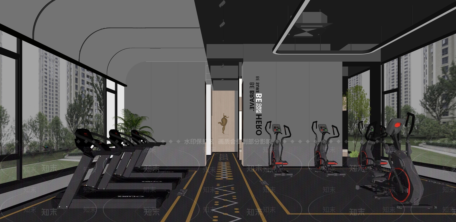 现代健身房SU模型下载【ID:1185436607】