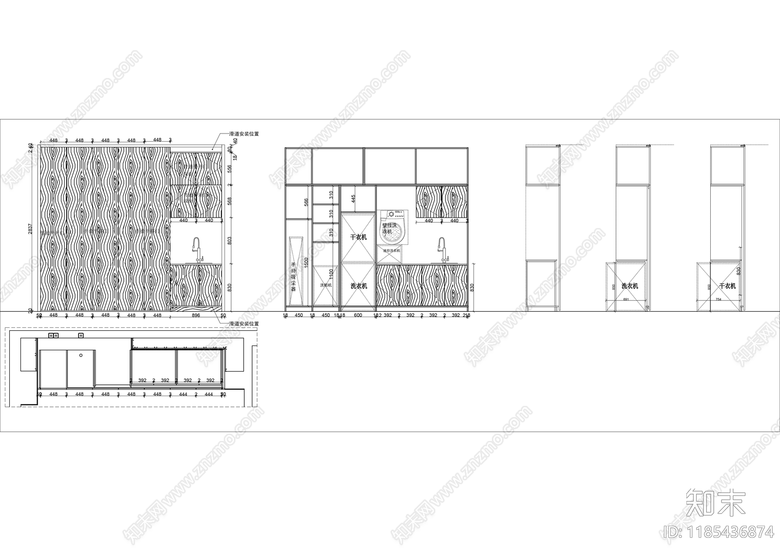 现代柜子cad施工图下载【ID:1185436874】