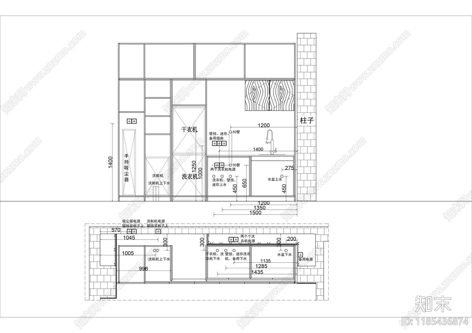 现代柜子cad施工图下载【ID:1185436874】