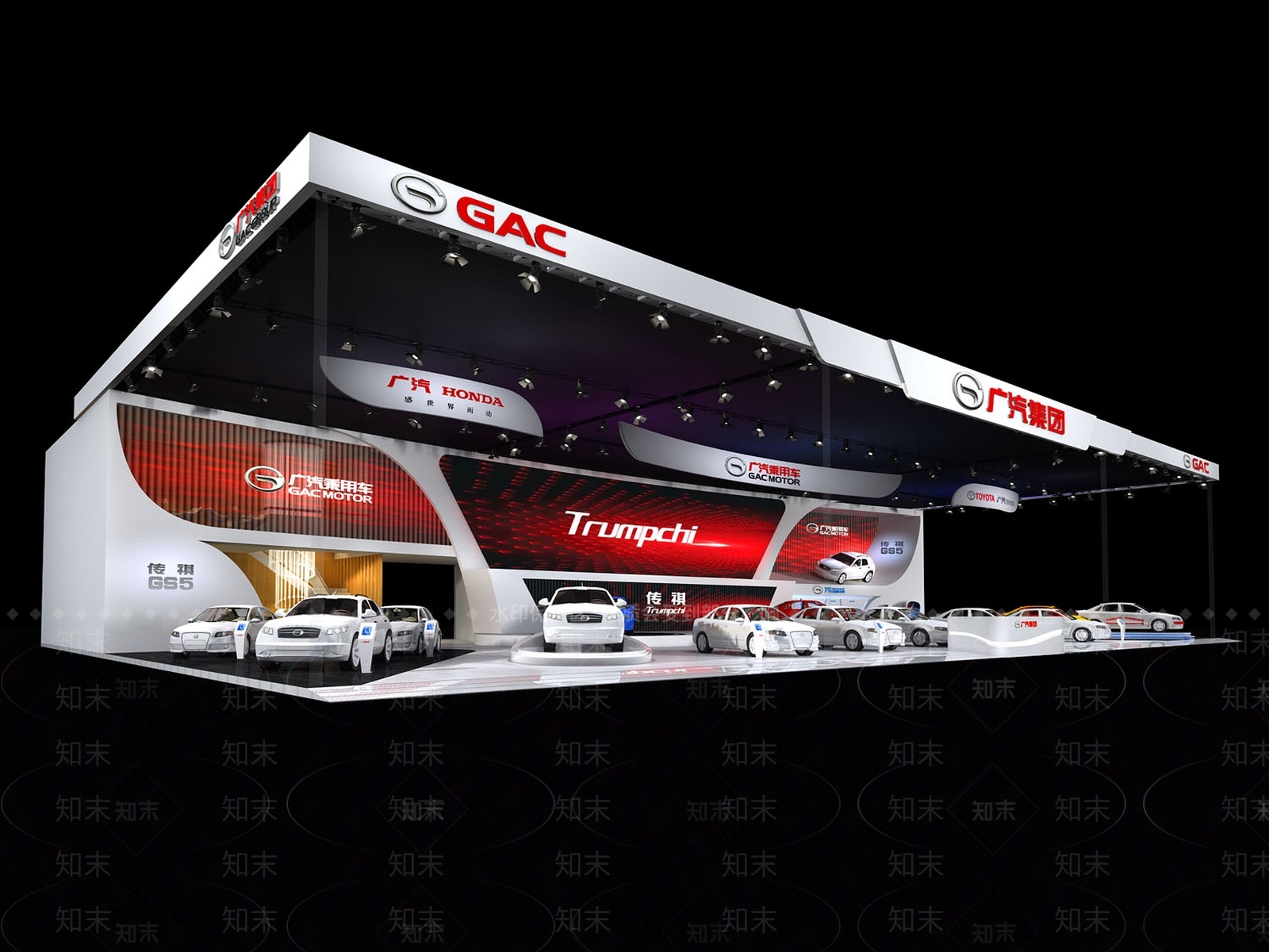 现代工业车类展厅3D模型下载【ID:1185436887】