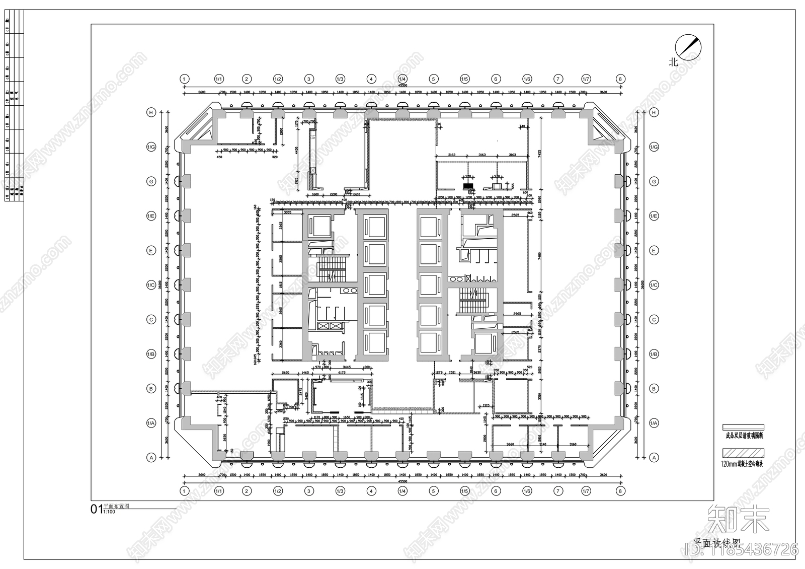 现代整体办公空间cad施工图下载【ID:1185436726】