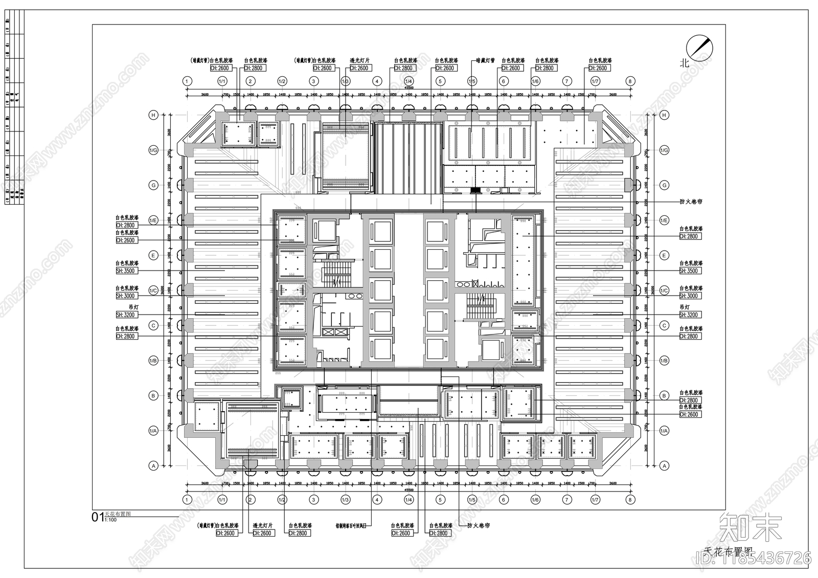 现代整体办公空间cad施工图下载【ID:1185436726】