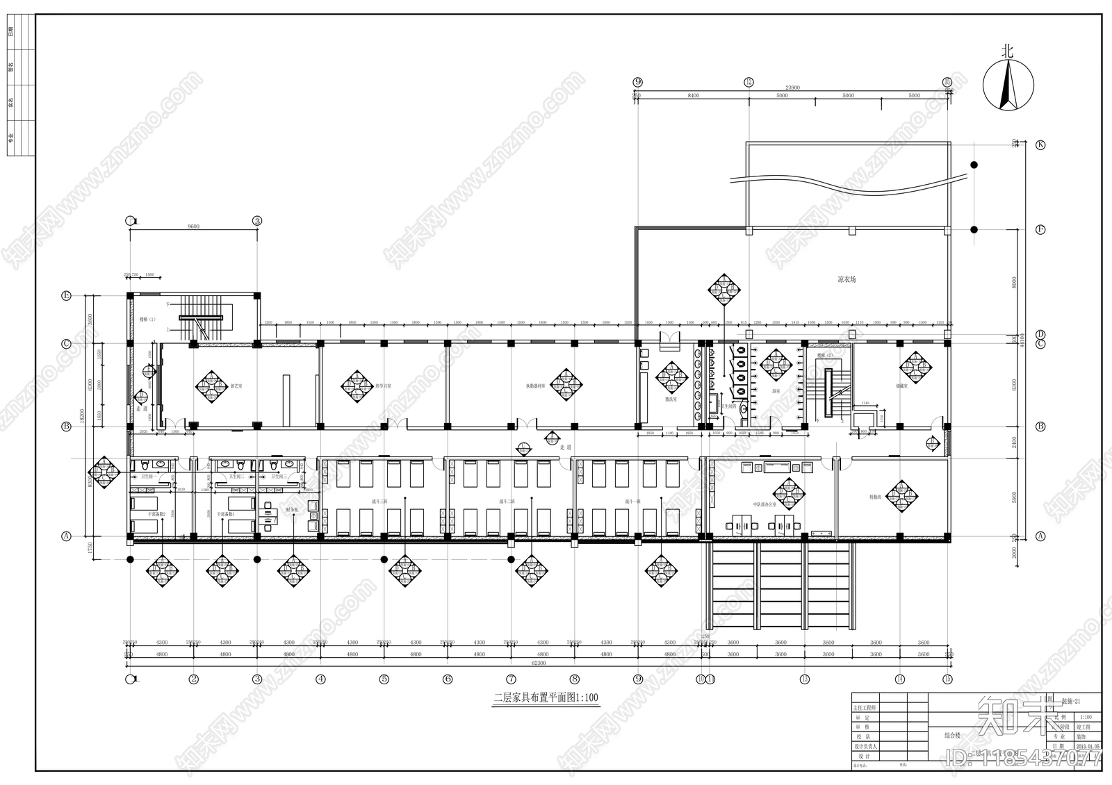 现代整体办公空间cad施工图下载【ID:1185437077】