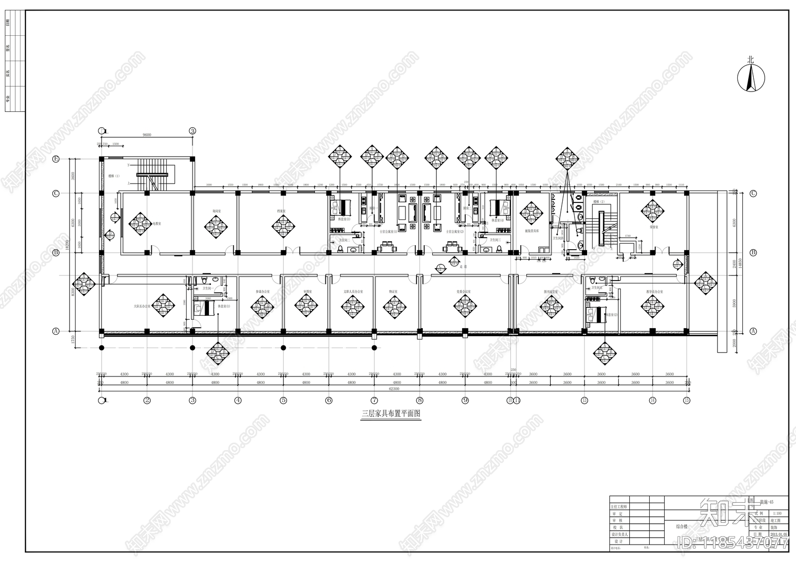 现代整体办公空间cad施工图下载【ID:1185437077】
