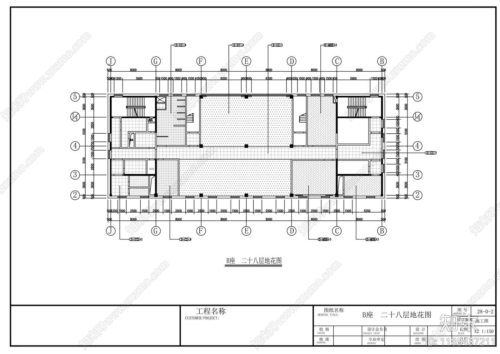 现代整体办公空间cad施工图下载【ID:1185437211】