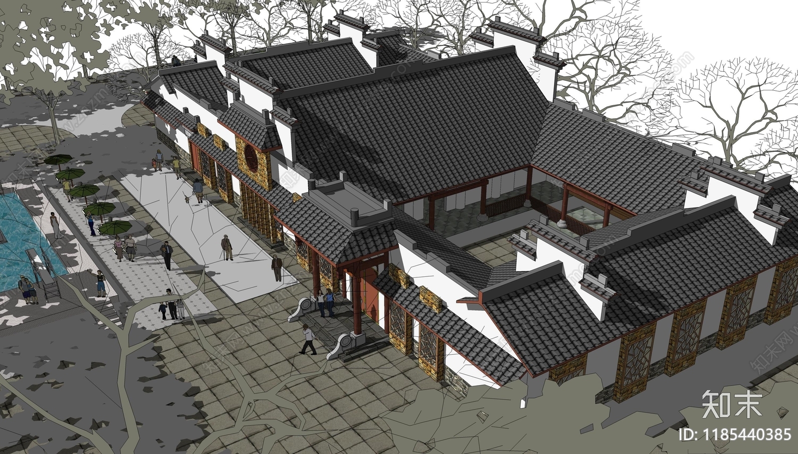 新中式中式四合院施工图下载【ID:1185440385】