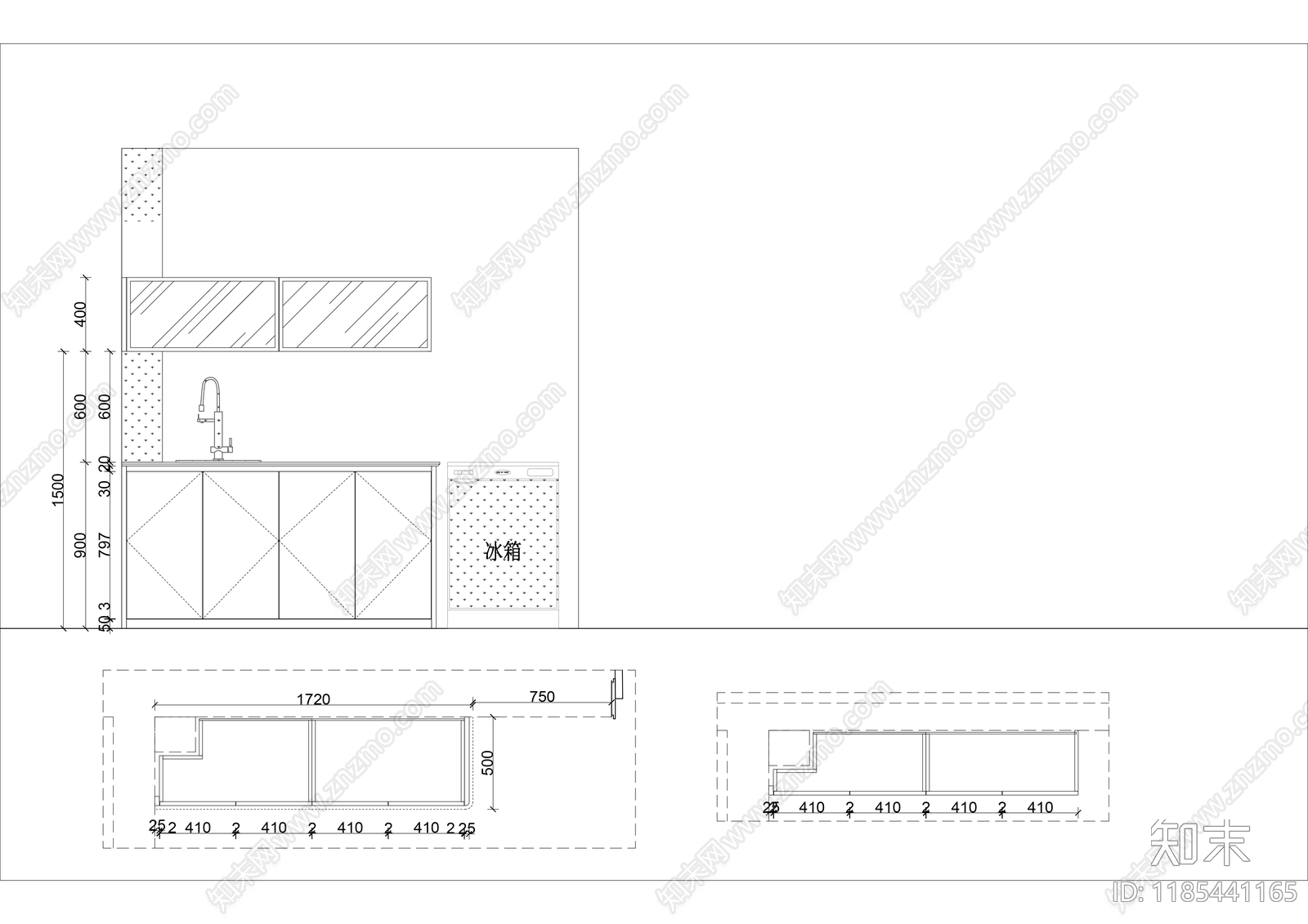 现代柜子cad施工图下载【ID:1185441165】