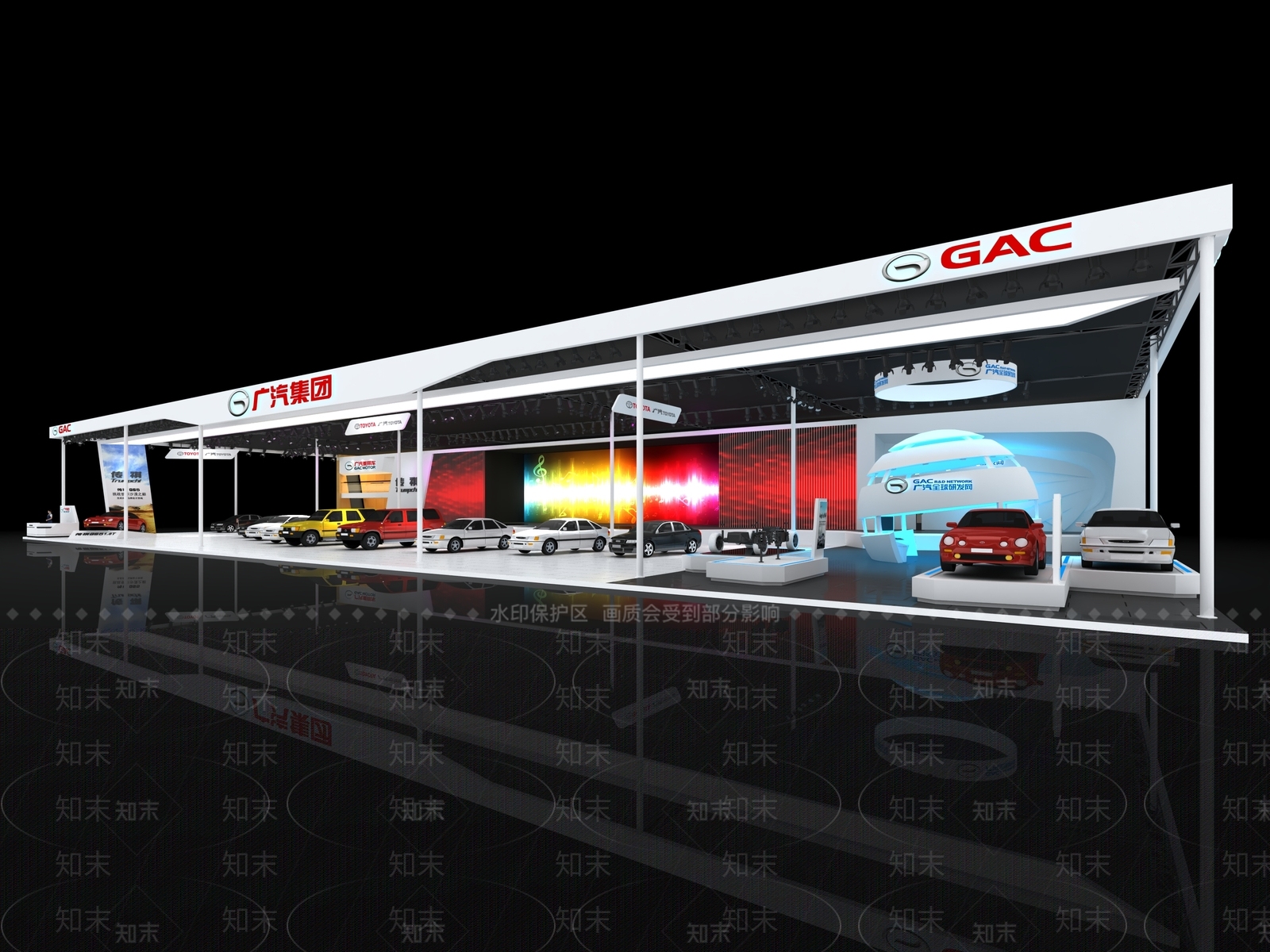 现代工业车类展厅3D模型下载【ID:1185441271】